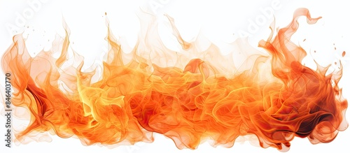 A copy space image showing fire flames against a white backdrop