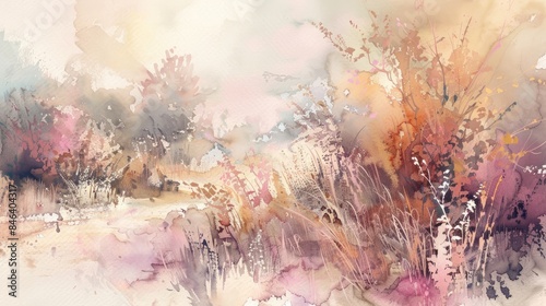 Watercolor paintings featuring pastel brown and pink tones