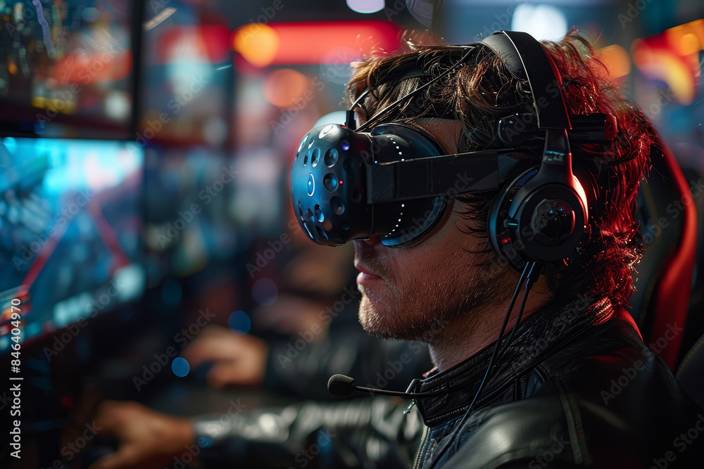 A game designer developing virtual worlds that merge with reality. Concept of gaming creativity. Generative Ai. A game designer developing virtual worlds that merge with reality. Concept of gaming creativity. Generative Ai.