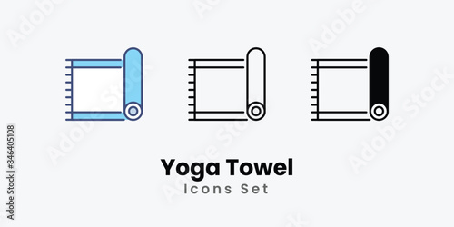 Yoga Towel icons vector set stock illustration
