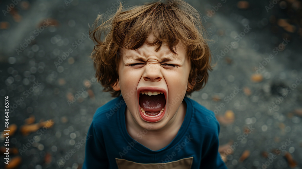 The child cries and screams, his words are like screams for help, isolated from the surrounding world, the mood is full of frustration and anxiety. The child cries and screams, his words are like screams for help, isolated from the surrounding world, the mood is full of frustration and anxiety.