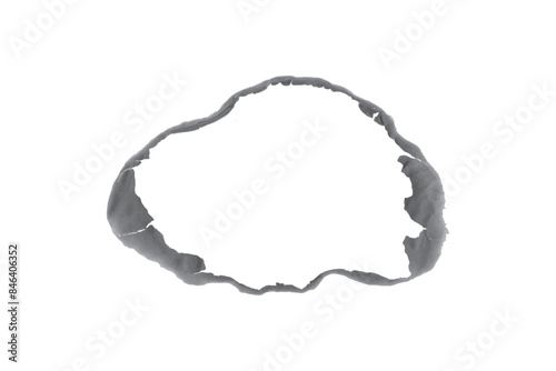 Realistic holes burn in paper with brown edges and flames isolated on transparent background	