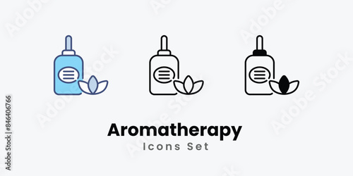Aromatherapy icons vector set stock illustration
