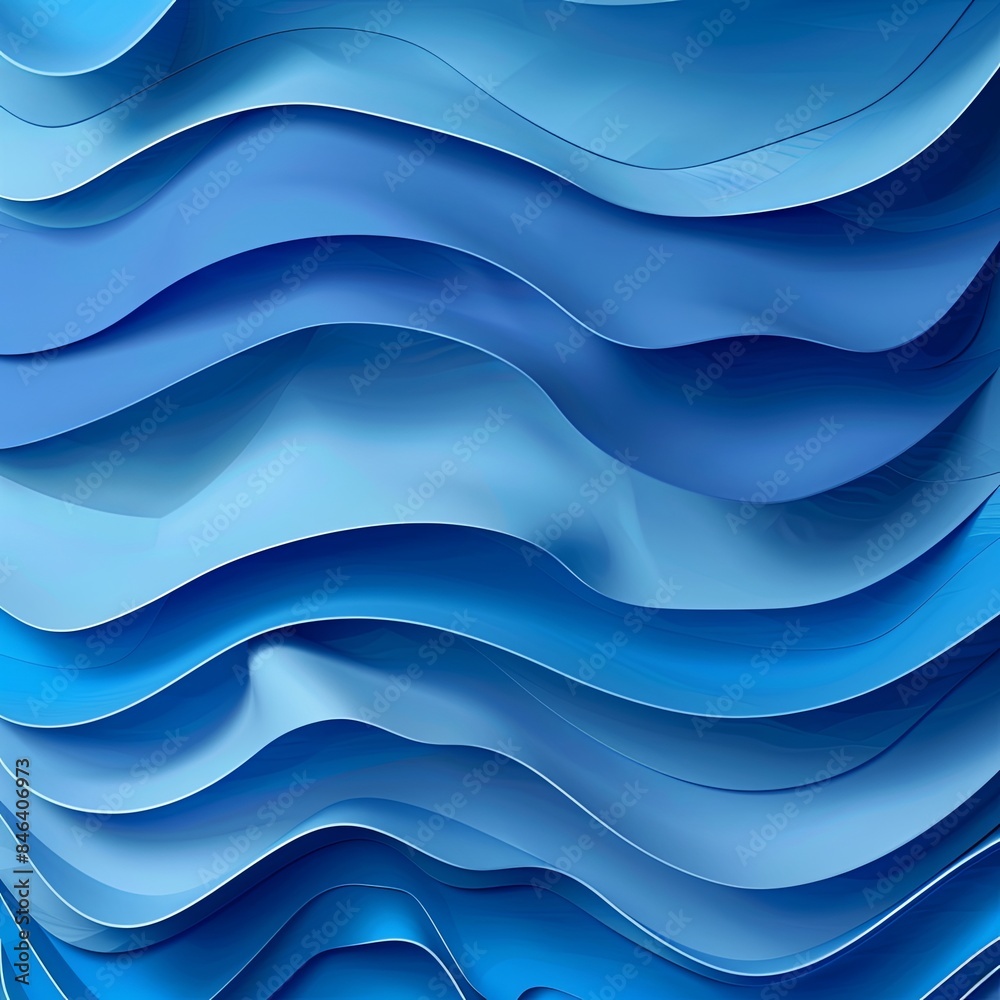 Serene Blue Wavy Paper Art Inspired Background Serene Blue Wavy Paper Art Inspired Background