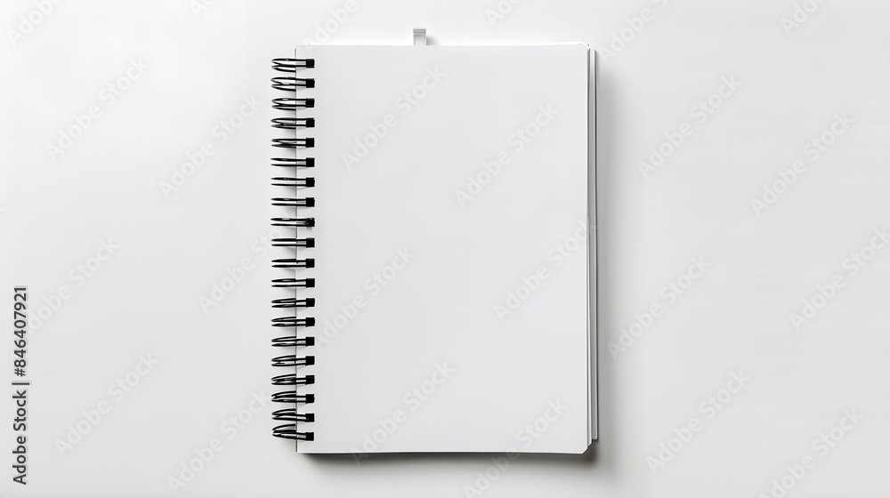 Spiral bound notebook mockup template with white paper cover isolated on a white background Spiral bound notebook mockup template with white paper cover isolated on a white background