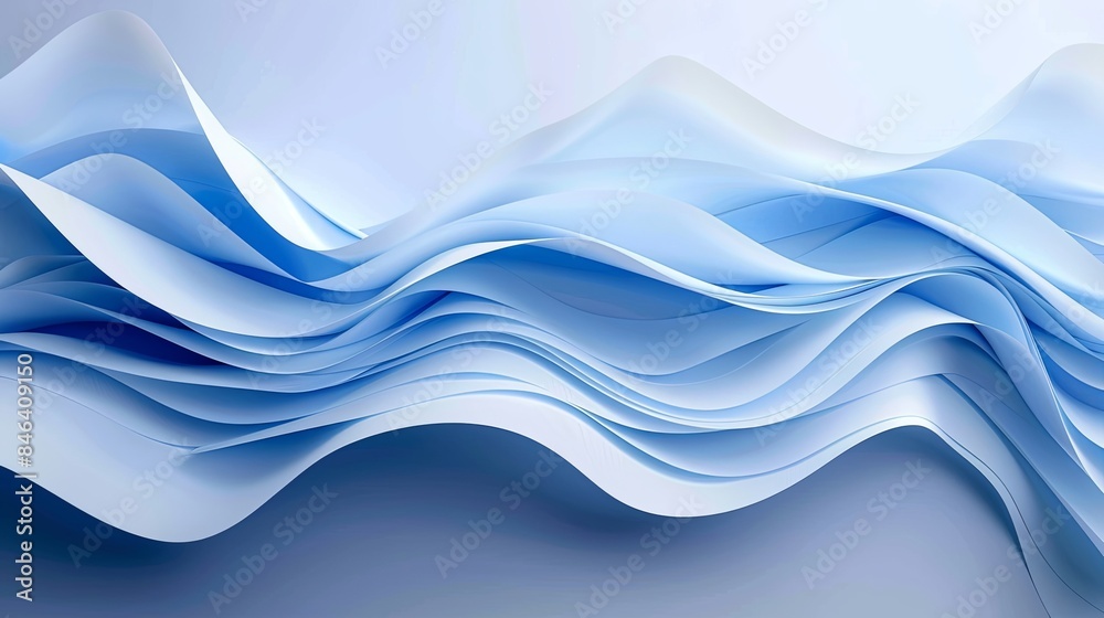 Fototapeta premium Serene Blue Wavy Paper Art Inspired Background