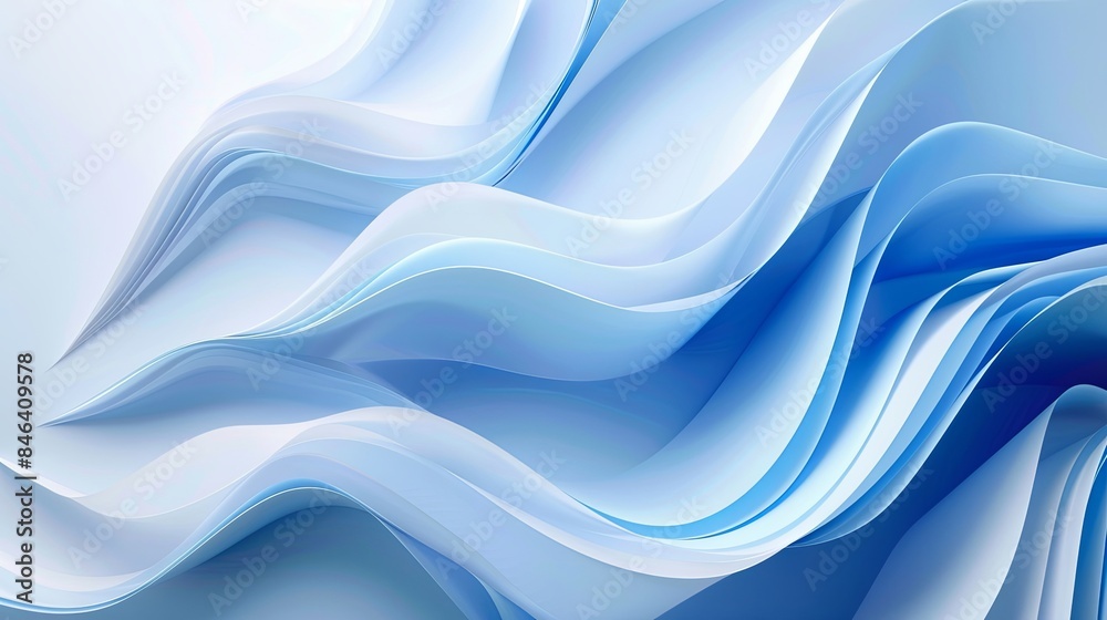 Fototapeta premium Serene Blue Wavy Paper Art Inspired Background