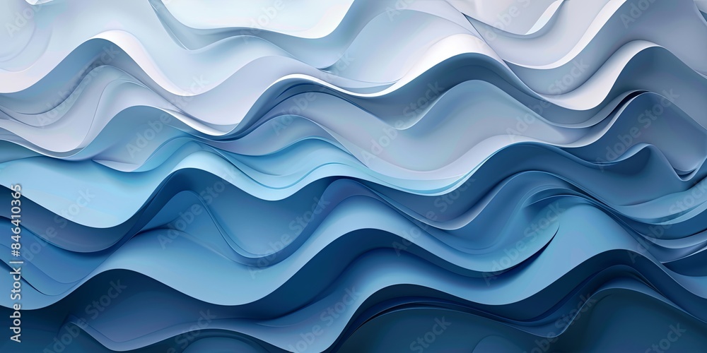 Serene Blue Wavy Paper Art Inspired Background Serene Blue Wavy Paper Art Inspired Background