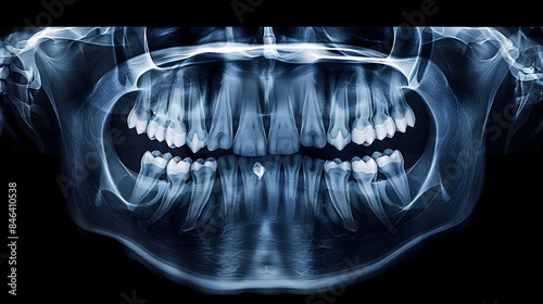 panoramic film dental x ray, orthopantomography, OPG x-ray digital wisdom teeth photo
