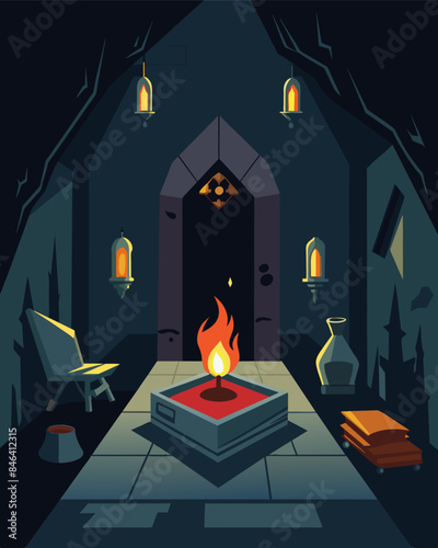 The gaslit room seemed to hold secrets within its walls luring in curious souls only to ensnare them in its manipulative grasp.. Vector illustration