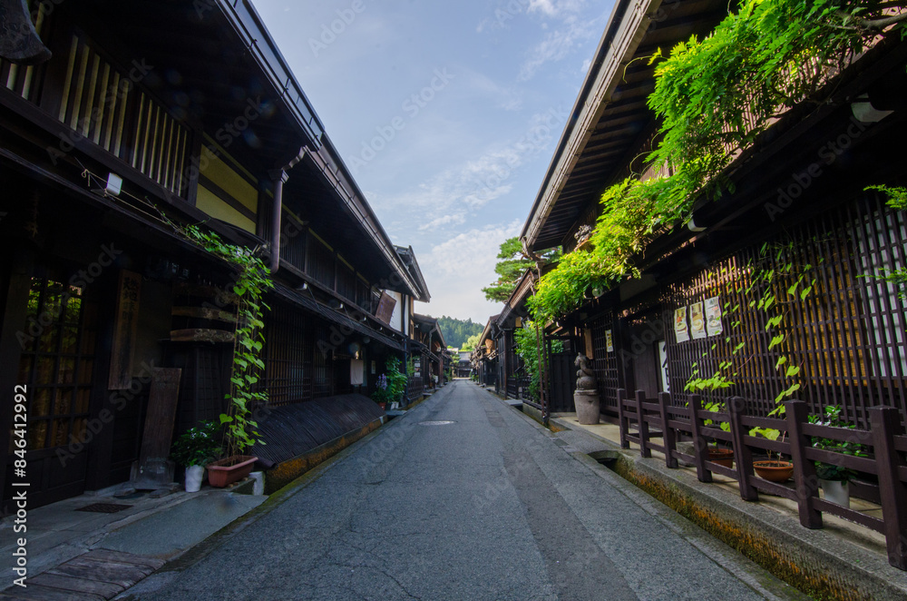 Narrow Japan street in Takayama with no people Narrow Japan street in Takayama with no people