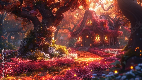 A delighted book taking a leisurely walk along a colorful, winding path, surrounded by animated trees and friendly critters