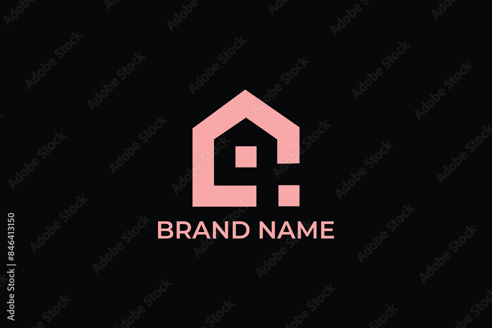 Obraz premium house building logo, Elegant minimal line art Building logo, building square logo monogram, Minimalist Building logo design template, real estate logo, home, house, corporate office, architecture