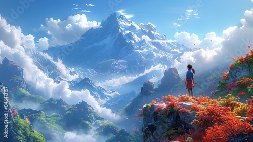 A gleeful book on a grand adventure, trekking through a majestic mountain range with a mischievous grin on its cover