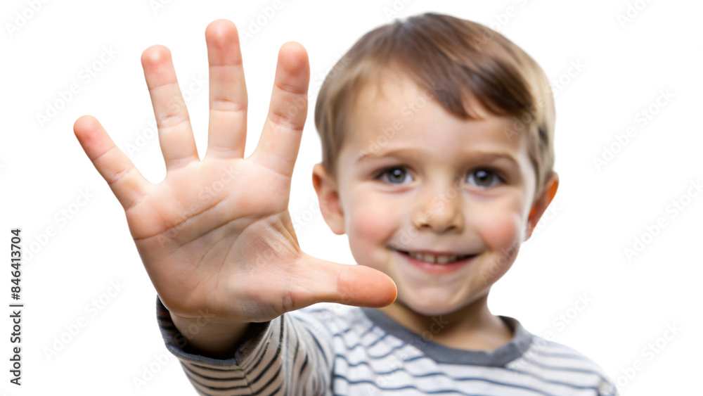 A cheerful portrait of a little boy showing his finger with joy A cheerful portrait of a little boy showing his finger with joy