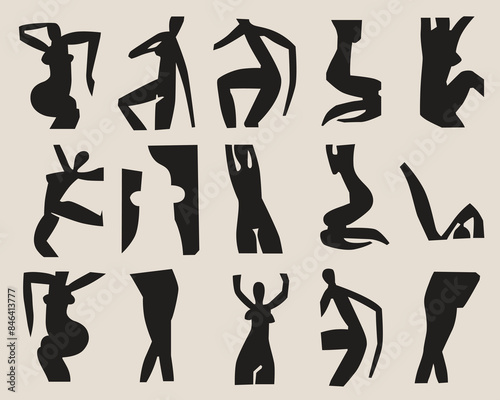 collection of modern contemporary human silhouettes