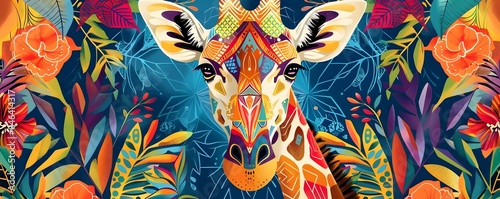 Boho Themed Giraffe with Co...