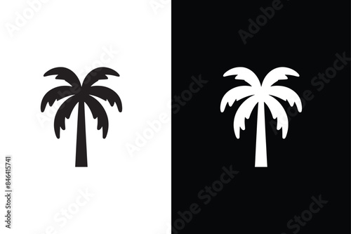palm tree icon, simple style palm tree silhouette.