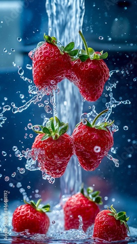 Obraz na płótnie strawberry falling into water w salonie