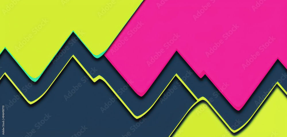 A bold and dynamic abstract design with sharp zigzag patterns in neon green, pink, and blue, creating a vibrant and energetic composition with a playful, modern feel. A bold and dynamic abstract design with sharp zigzag patterns in neon green, pink, and blue, creating a vibrant and energetic composition with a playful, modern feel.