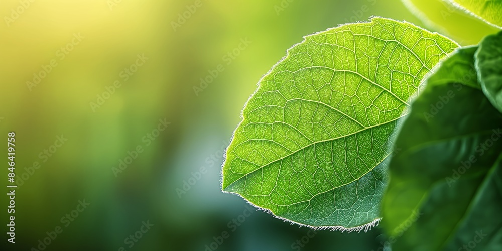 A close-up shot of a fresh green leaf reveals the intricate veining and texture, highlighting nature's beauty and intricacy. The background is softly blurred, focusing on the leaf. A close-up shot of a fresh green leaf reveals the intricate veining and texture, highlighting nature's beauty and intricacy. The background is softly blurred, focusing on the leaf.