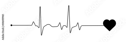Heartbeat line on white background. Pulse Rate. Vector illustration