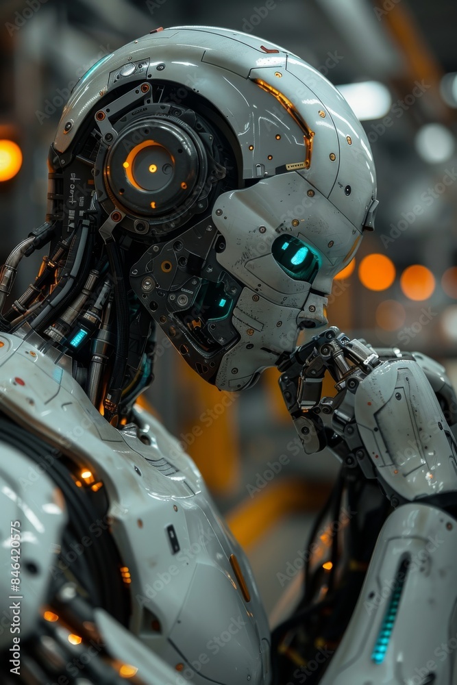 Close-up profile of AI robot Close-up profile of AI robot