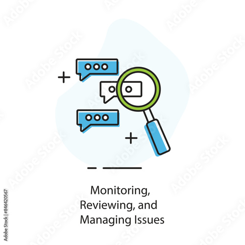 Monitoring, Reviewing, and Managing Issues Icon. Vector Icon Design