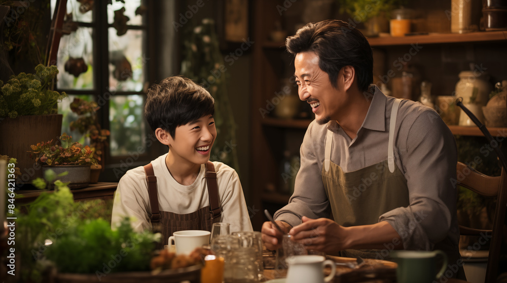 Portrait of family relations on the house background. Concept of happy family Portrait of family relations on the house background. Concept of happy family