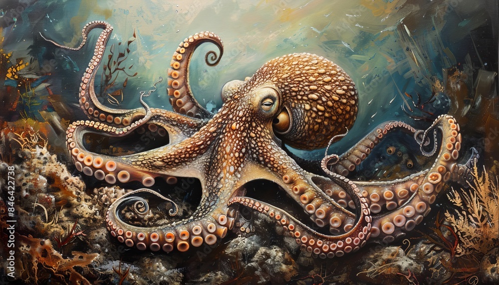 Obraz premium The Elusive Adventures of a Hunting Octopus