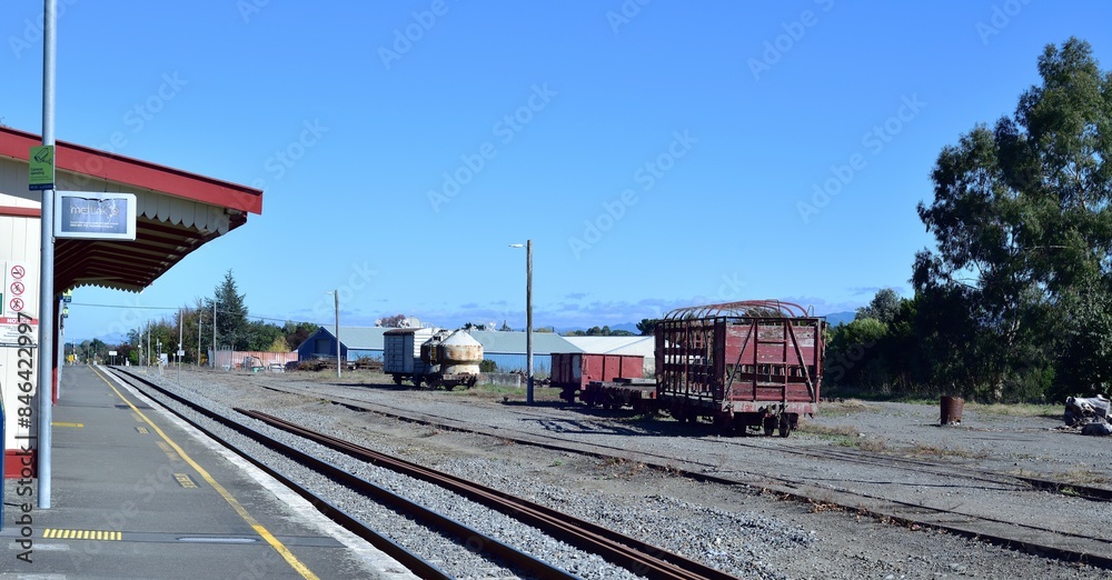 Fototapeta premium Railway carriages in the sidings at Carterton