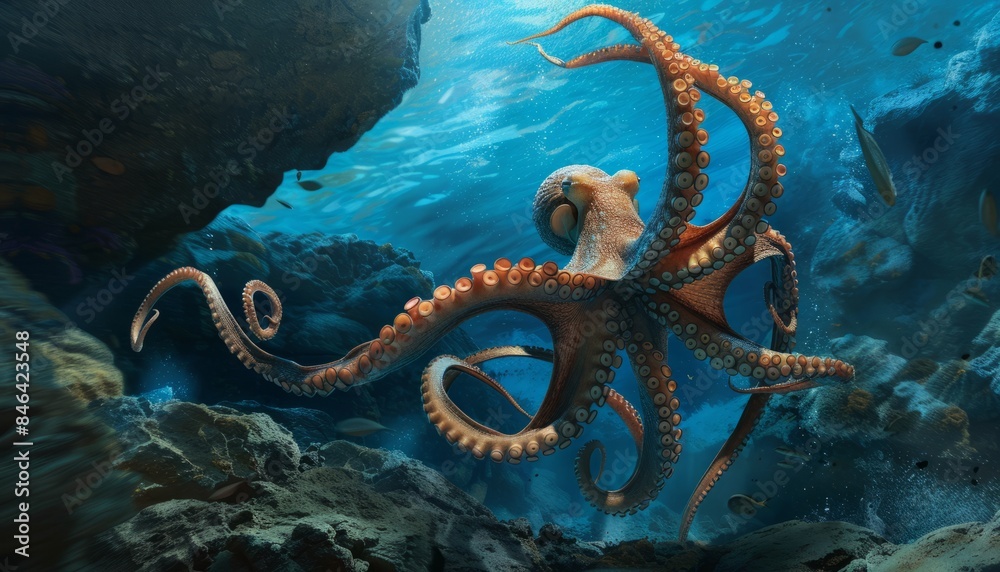 The Majestic Octopus: A Vibrant Display in the Blue Rift of the Underwater World The Majestic Octopus: A Vibrant Display in the Blue Rift of the Underwater World