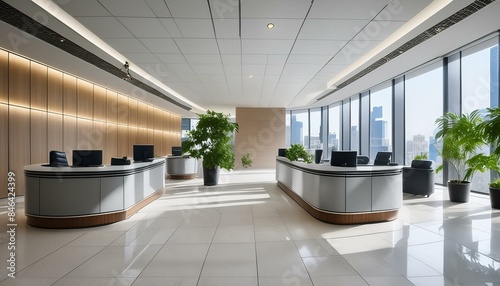 commercial office lobby with large reception room