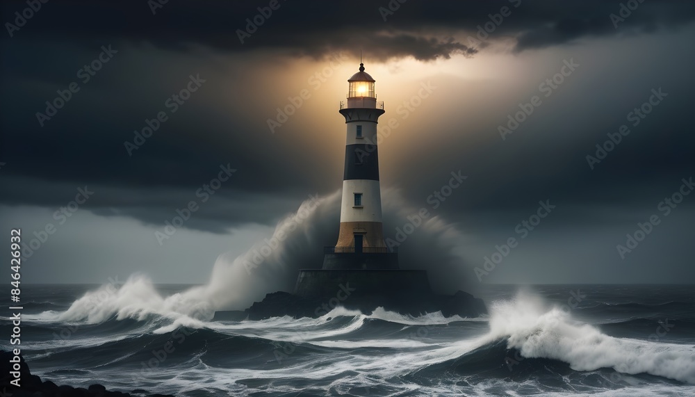 A lighthouse standing tall against a stormy sea
A lighthouse standing tall against a stormy sea