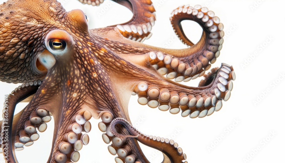 Obraz premium Vibrant Octopus Captured in Motion: A Stunning Image with Clipping Path Technology