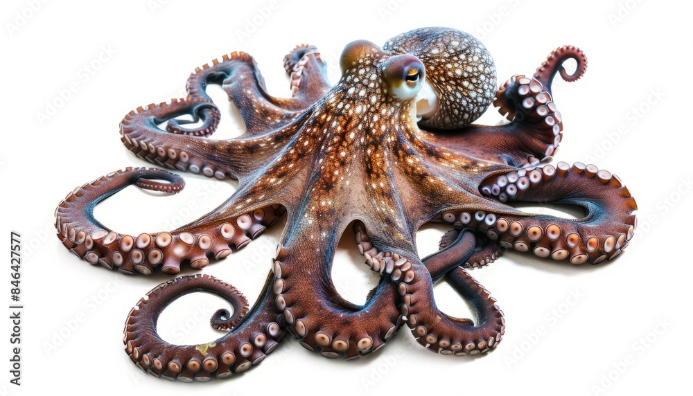 Obraz premium Vibrant Octopus: Magnificent Shot against White Background with Clipping Path