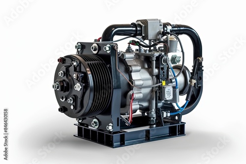 Professional Air Compressor System Isolated on White Background