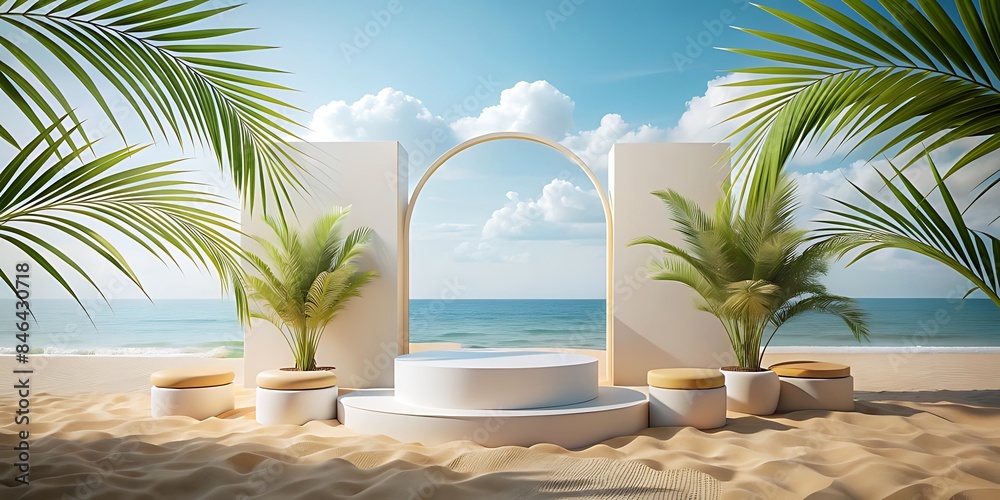 Obraz premium beach with palm trees and sea