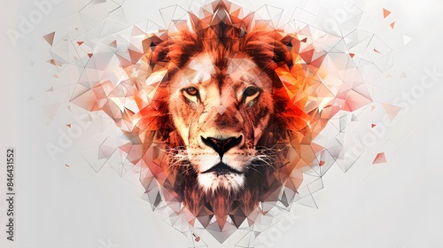 low poly lion head vector illustration on white background photo