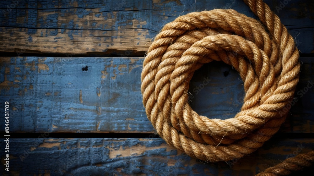 Obraz premium A rope is tied to a wooden post