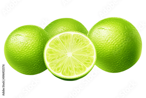 Limes isolated on transparent background.