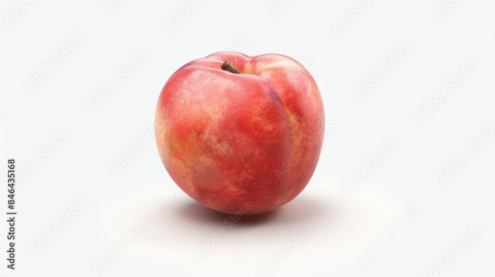 Close-up of a Ripe Peach on White Background, Generative AI