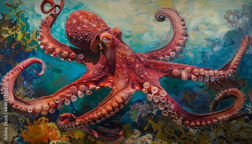 The Majestic Big Red Reef Octopus: Exploring the Depths of AR 7:4 © Paulius