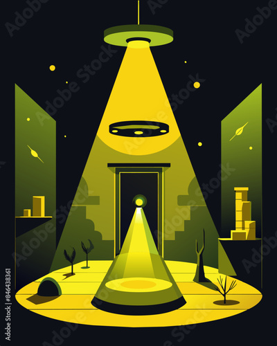 The gaslight room glowed with a sickly yellow light giving the impression of an otherworldly realm.. Vector illustration