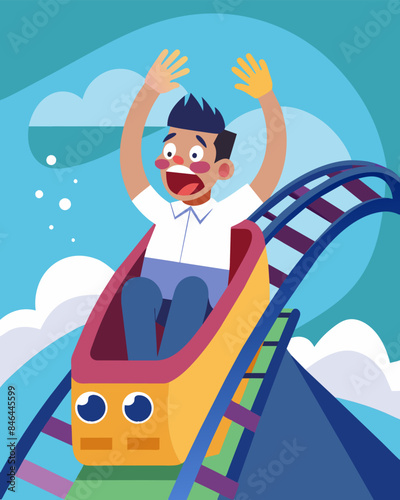 With a sudden twist the riders emotions took a sharp turn going from giddy to queasy in a matter of seconds.. Vector illustration