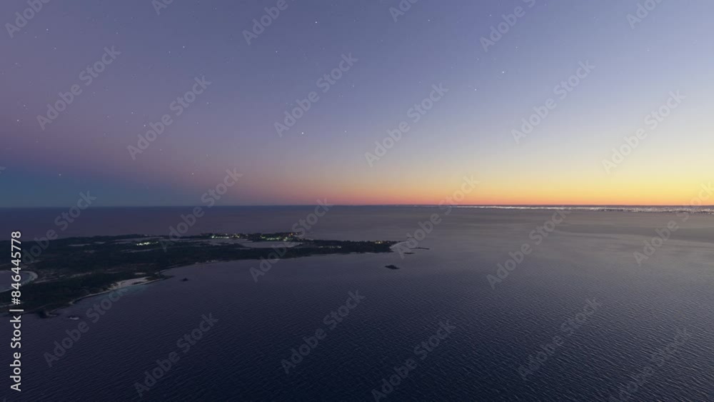 Dusk aerial shot of Rottnest Island - Western Australia. Australia