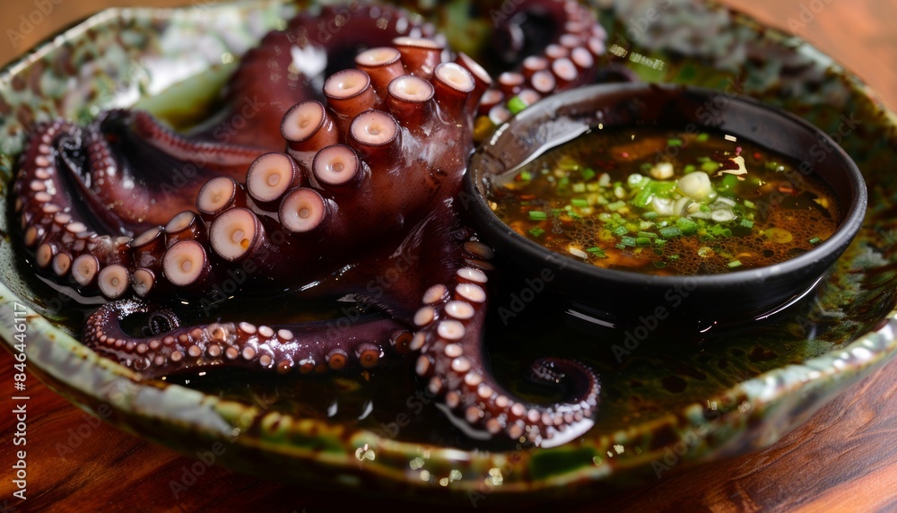 Delicacy from the Sea: Savory Boiled Webfoot Octopus with AR 7:4 Dipping Sauce Delicacy from the Sea: Savory Boiled Webfoot Octopus with AR 7:4 Dipping Sauce