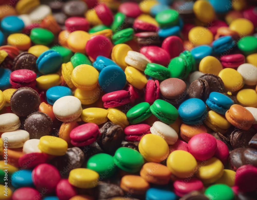 Un sacco di caramelle rotonde colorate, ognuna con una lucentezza invitante.
Un sacco di caramelle rotonde colorate, ognuna con una lucentezza invitante.