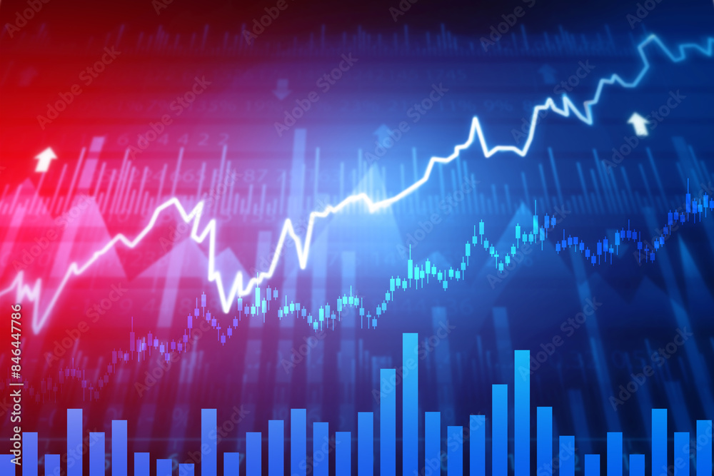 Naklejka premium Stock market graph forex trading. 3d illustration.