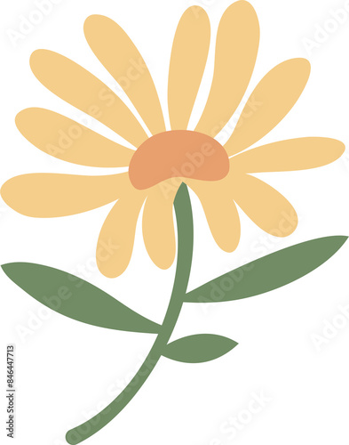 A yellow flower with green leaves